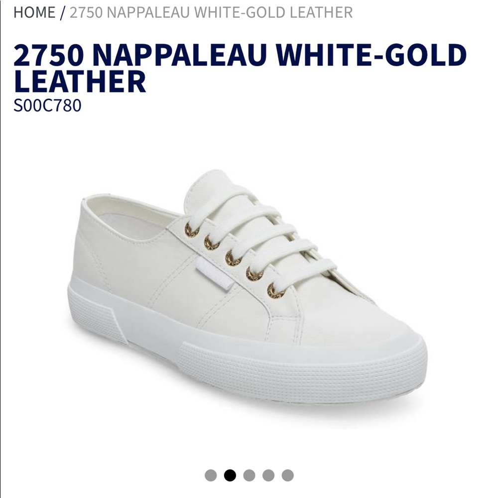 Superga White Leather Sneaker with Gold Hardware